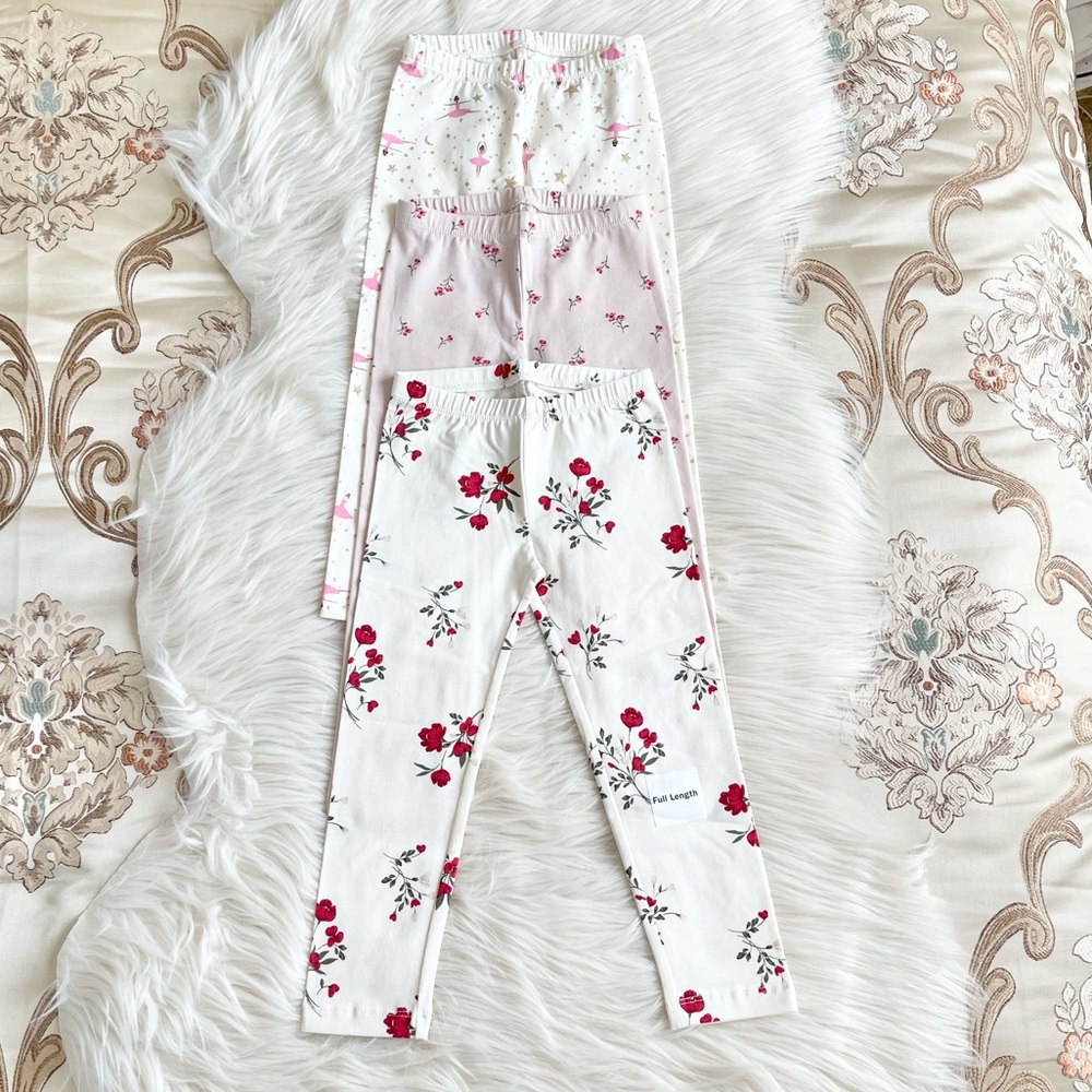 Old Navy Girls 3 Pcs Floral Pink Leggings NWT Sz 4